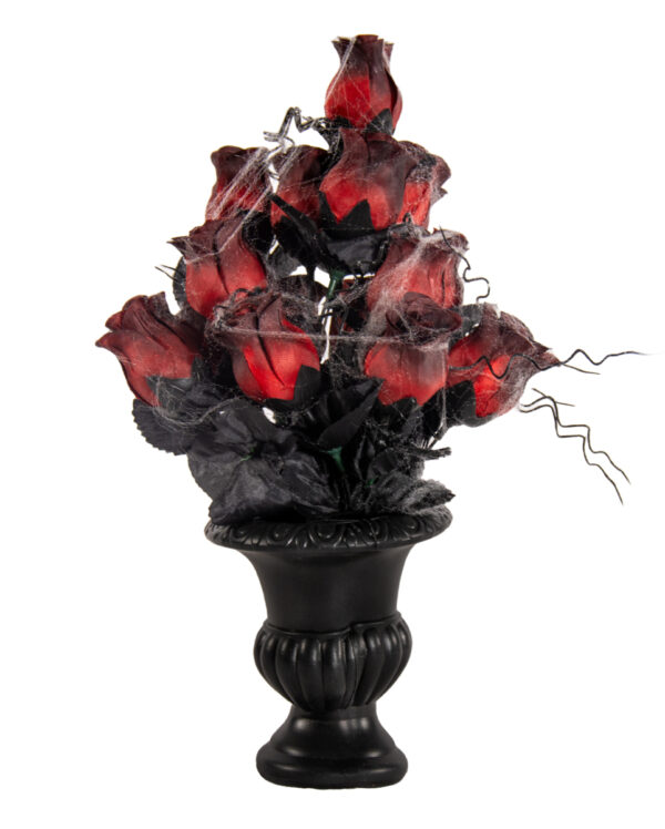 Gothic Vase mit Roten verblühten Rosen & Spinnweben