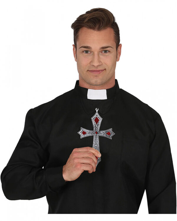 Silbernes Gothic Kreuz Kostümkette