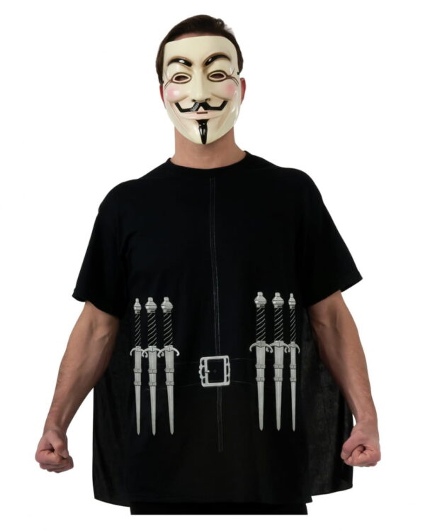 V For Vendetta T-Shirt mit Cape & Maske