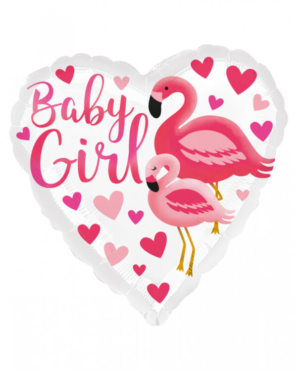 Baby Girl Flamingo Folienballon Pink