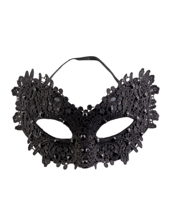 Dark Elegance Augenmaske mit Spitze & Strass