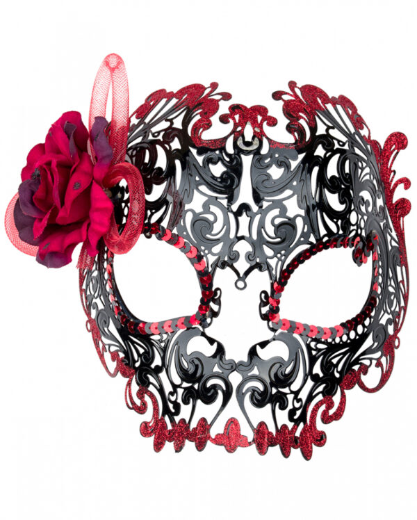 Dia de los Muertos Halbmaske mit Rose