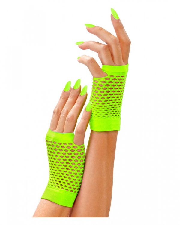 Fingerlose Kurze Netzhandschuhe Neon Grün