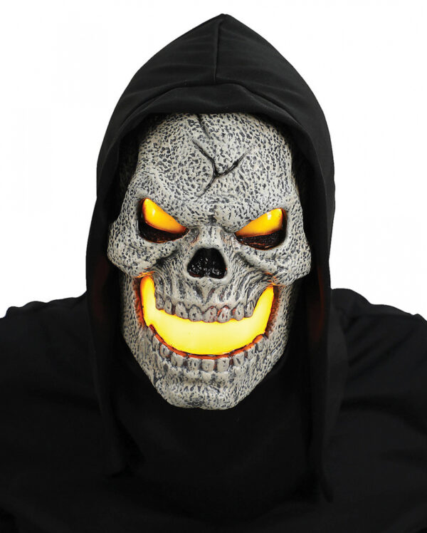 Flammen Skull LED Maske gelb