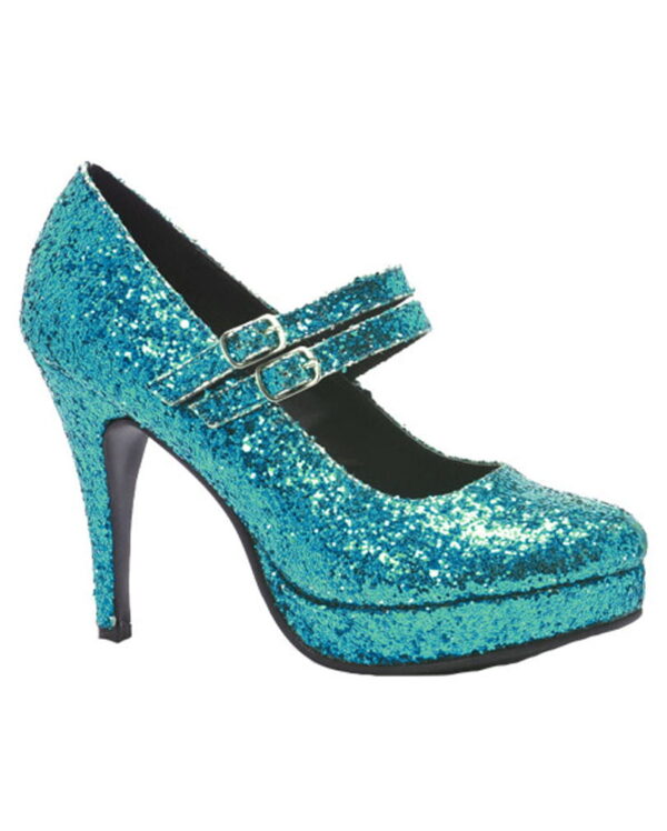 Glitter Mary Janes Pumps blau 38