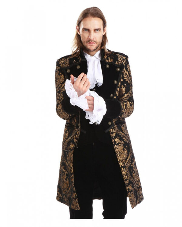 Gothic Aristokrat Herren Mantel Gold Schwarz XXXL