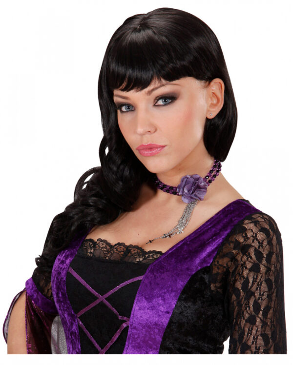 Gothic Blumen Halsband violett/schwarz