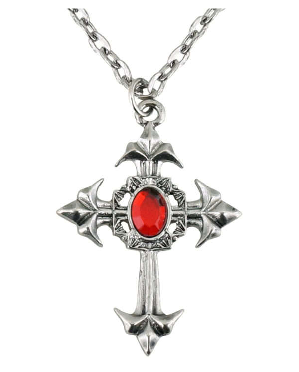 Gothic Halskette mit Keltenkreuz Anhänger Rot