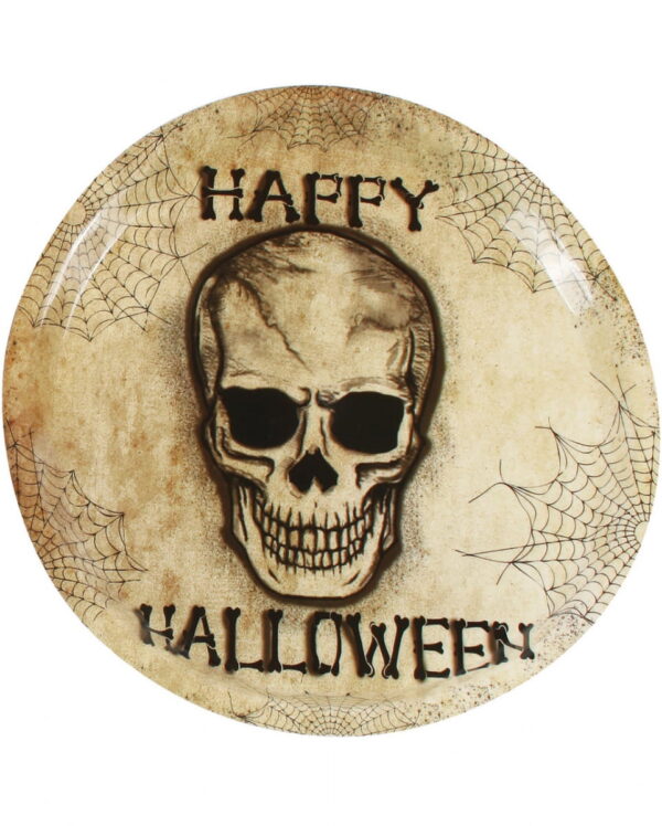 Kunststoff Teller Happy Halloween Skull