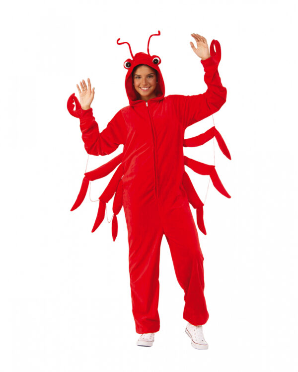 Rotes Lobster Kostüm Onesie für Erwachsene S/M