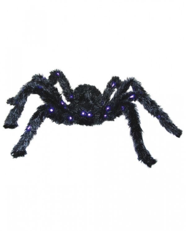 Schwarze Haarige Spinne mit LED Beleuchtung 65cm