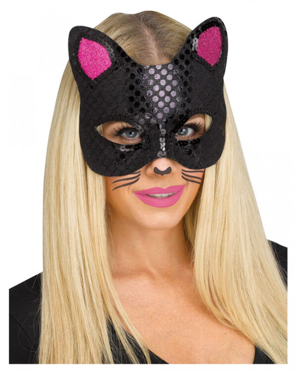 Schwarze Katzenmaske mit Tattoos