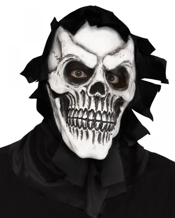 Skull Reaper Maske mit Fetzenkapuze