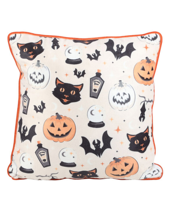 Spooky Cat & Pumpkin Dekokissen 33x33cm